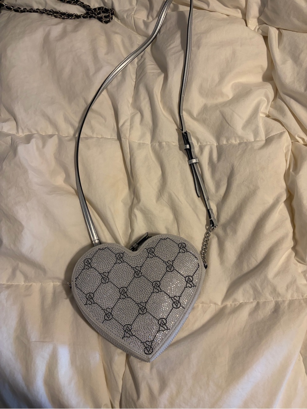 Victoria's Secret Silver Heart Crossbody Bag